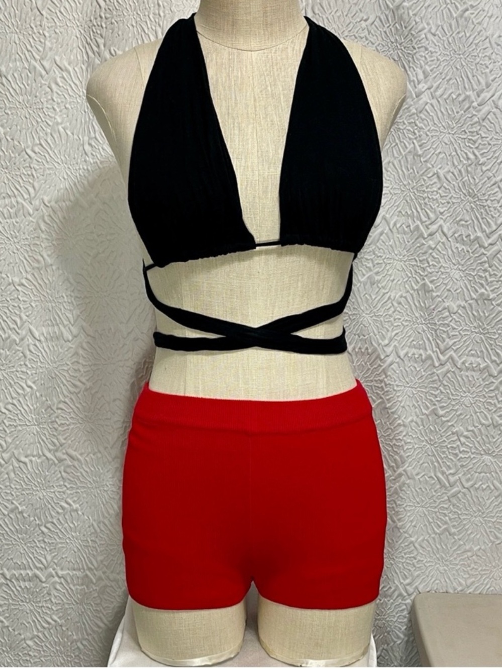 Zara Red Knit Bike Shorts